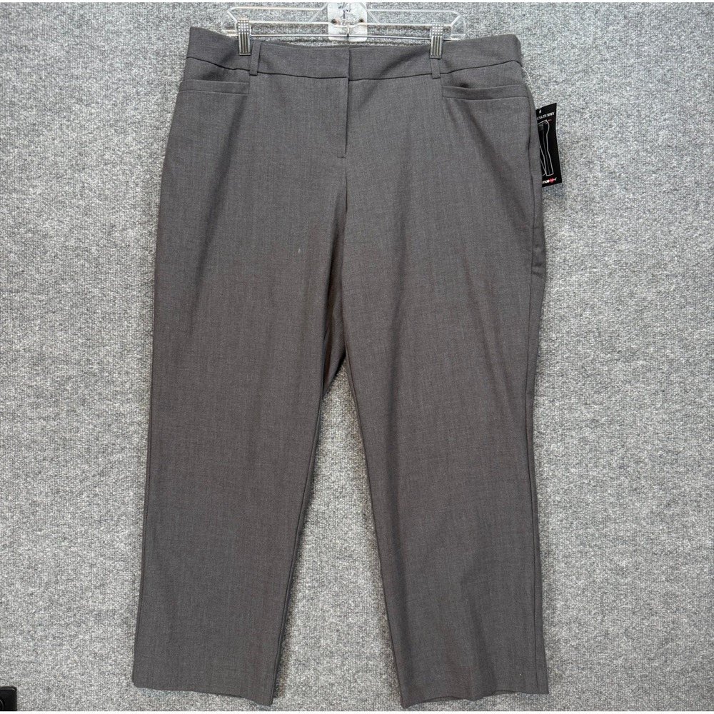Avenue Tummy Control Pants Women 16 Petite‎ Gray Slimming Stretch Workwear NEW